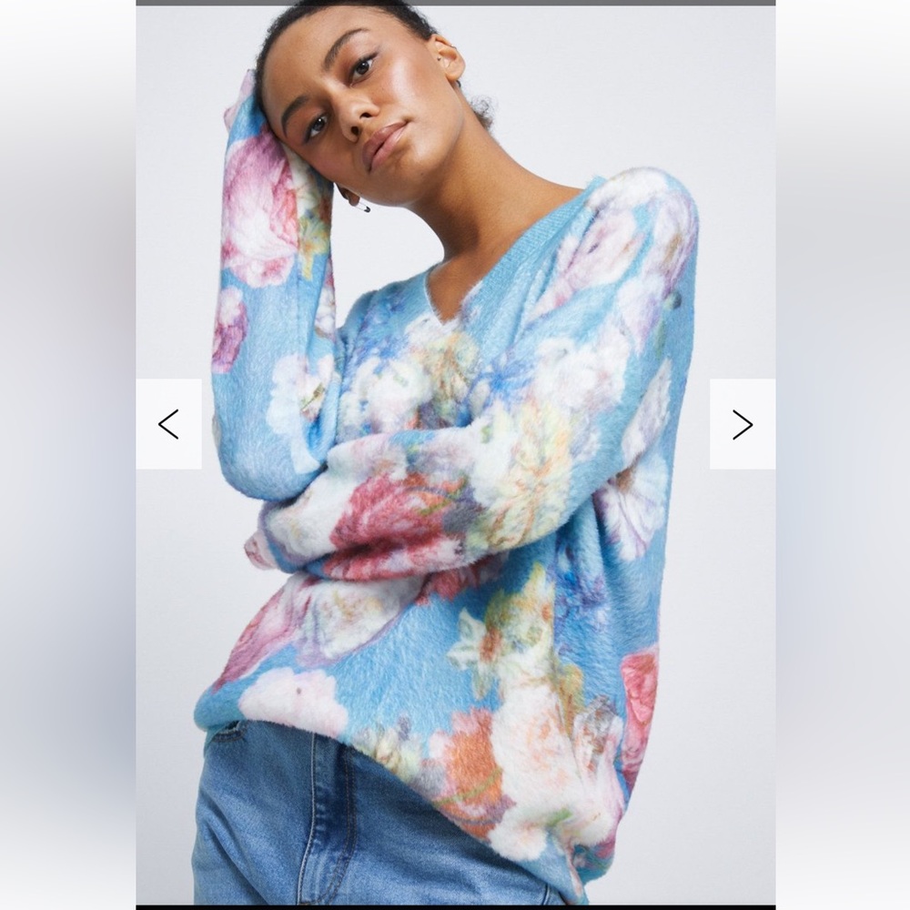 Medicine Turquoise patterned women's sweater, Size X-Small